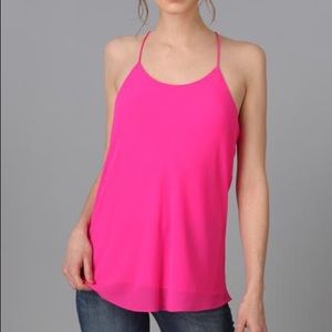 Red Dress Boutique Naked Zebra hot pink thin straps tank top lace pocket size L